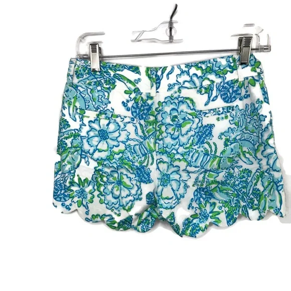 Lilly Pulitzer Floral Blue and Green Women's Shorts size Zero - Picture 2 of 5